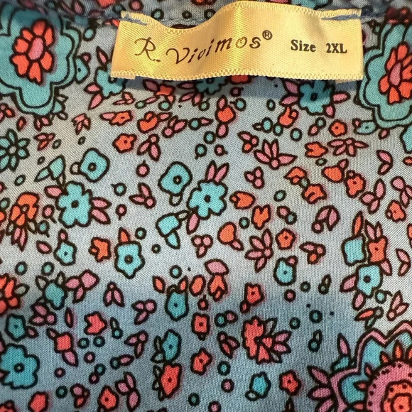 R.Vivimos Women's Casual Bohemian Print Neck Tie Long Sleeve Beach Style - Picture 6 of 6